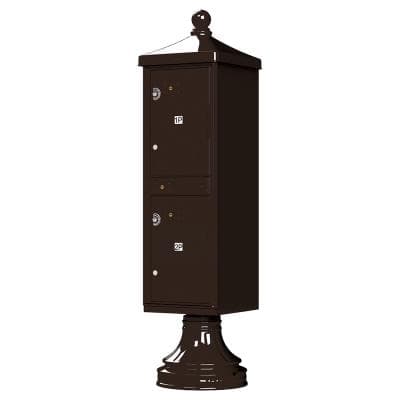 1590-T1V2 Outdoor Parcel Locker with Vogue Accessory in Dark Bronze