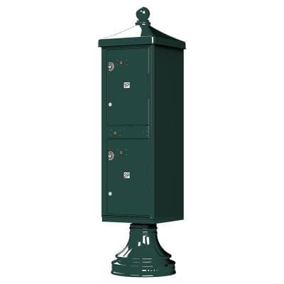 1590-T1V2 Outdoor Parcel Locker with Vogue Accessory in Forest Green