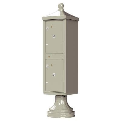 1590-T1V2 Outdoor Parcel Locker with Vogue Accessory in Postal Grey