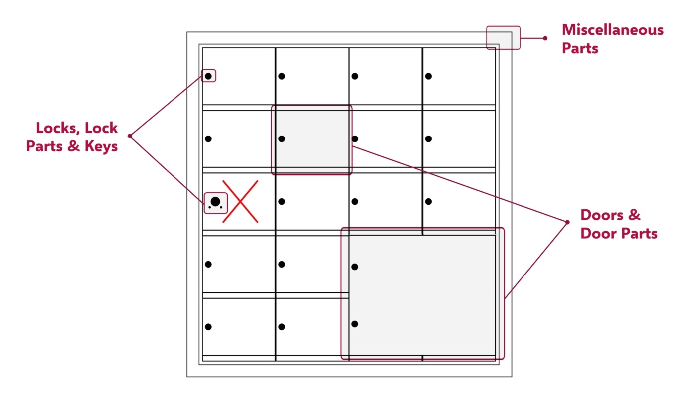 horizontal mailbox replacement parts graphic